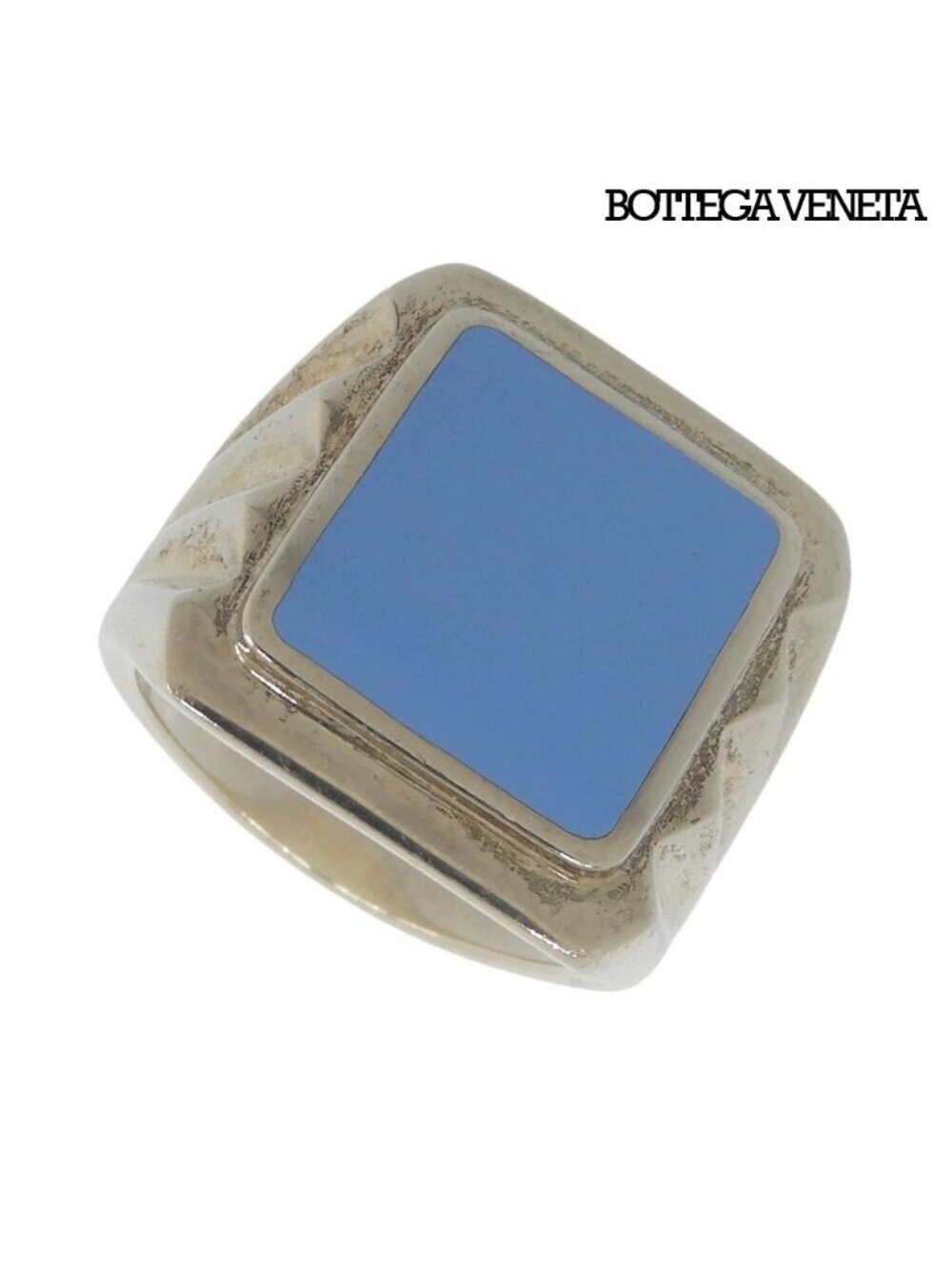 Bottega Veneta Essentials Ring Silver Signet Light Blue